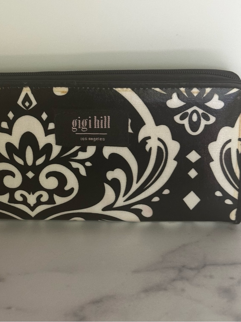 Gigi Hill Black & White Damask Zip Wallet